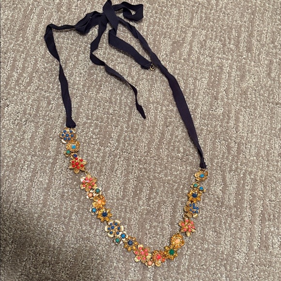 Talbots Floral Necklace with Gold, Blue, Pink, and Green Accents - Picture 10 of 11